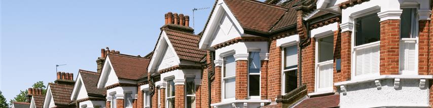 row of red brick houses 